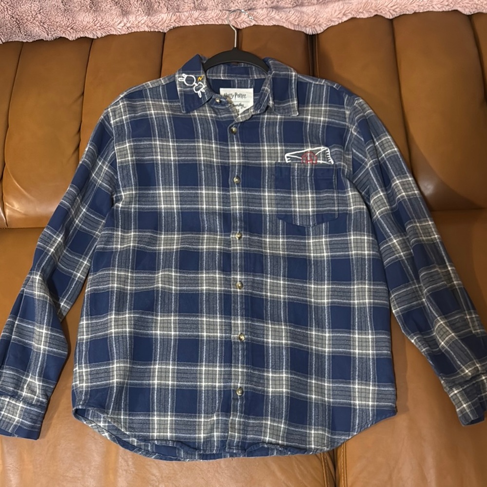 Harry Potter Blue Plaid Men's Shirt
